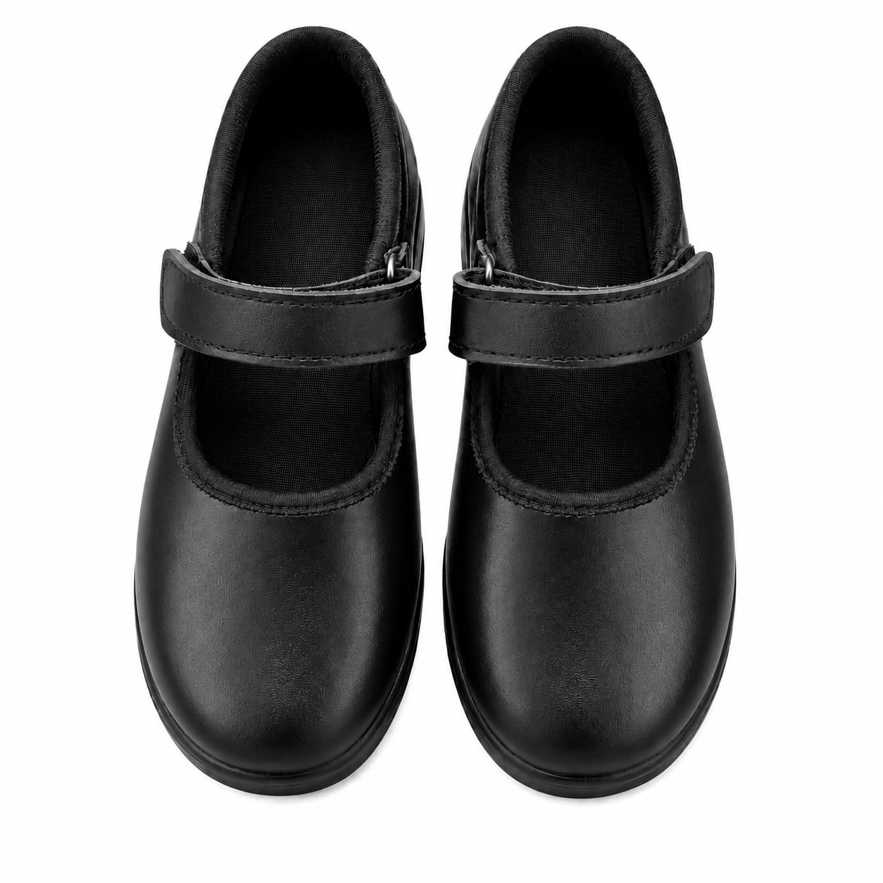 GlameurGirl: Uniform School Shoes for Girls | Black Buckle with Velcro Strap Footwear
