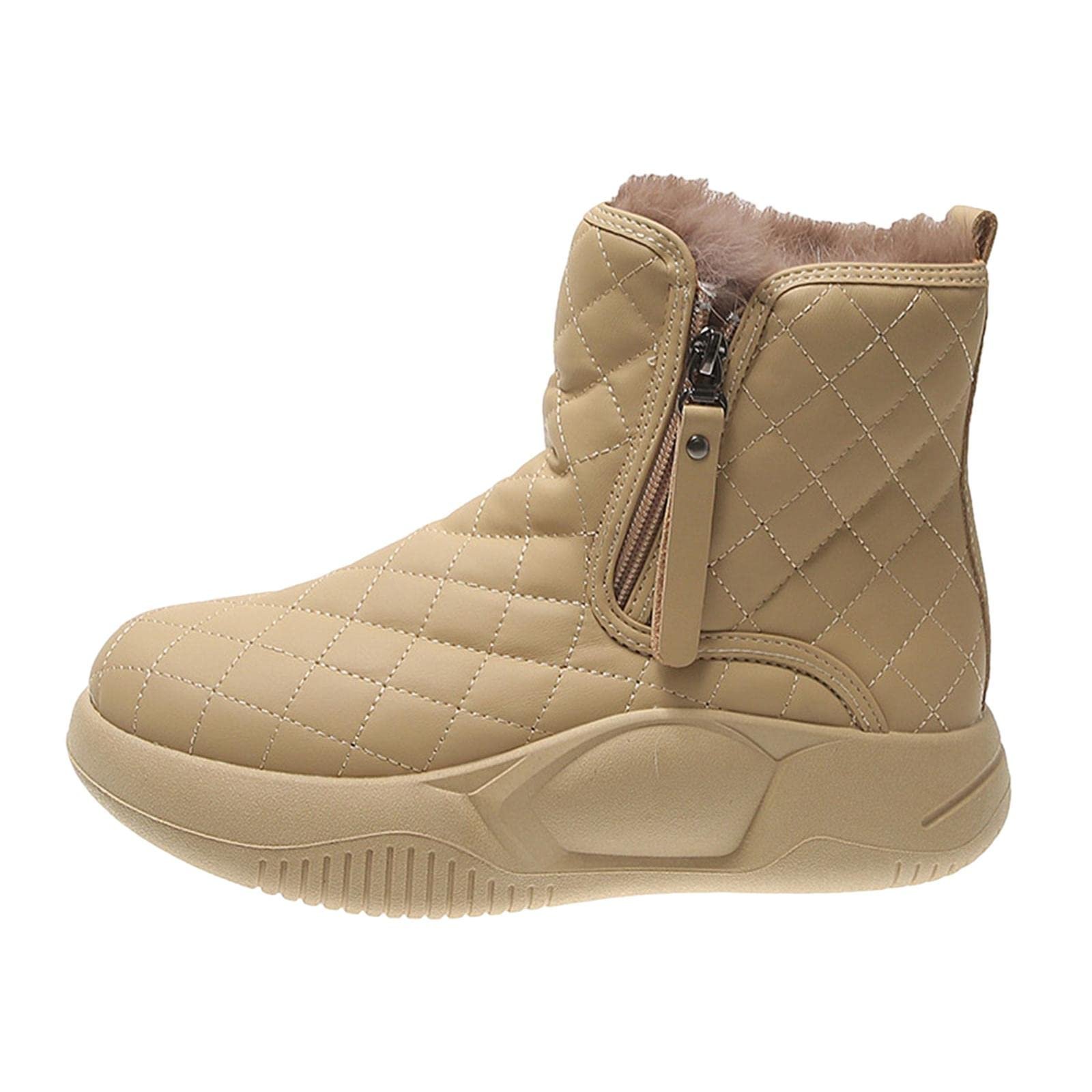 ZOOMELLA Winter Snow Boots Warm Lined Short Boots Fashion for Trekking Hiker Winter 38 Khaki