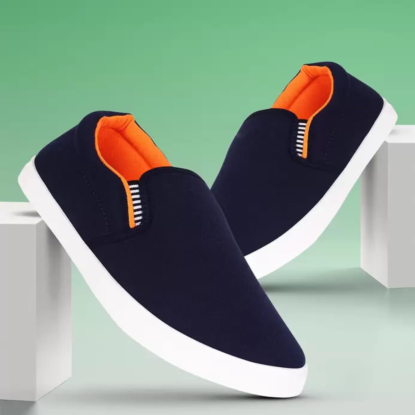 Generic Men's Navy Blue Canvas Loafer Shoes - Size 8 UK - Image 2
