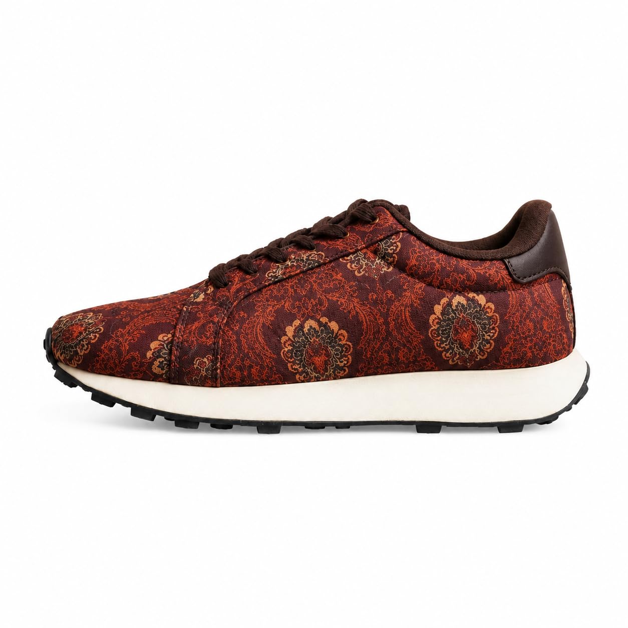 Women's Ajrak Printed Casual Sneakers | Wide Toe Box – Ideal for Wide & Broad Feet | Ethnic-Inspired Fusion Footwear | Lightweight Lace-Up Walking Shoes | Cushioned Sole | Size Down if Narrow Feet (UK Footwear Size System, Adult, Women, Numeric, Medium, 7