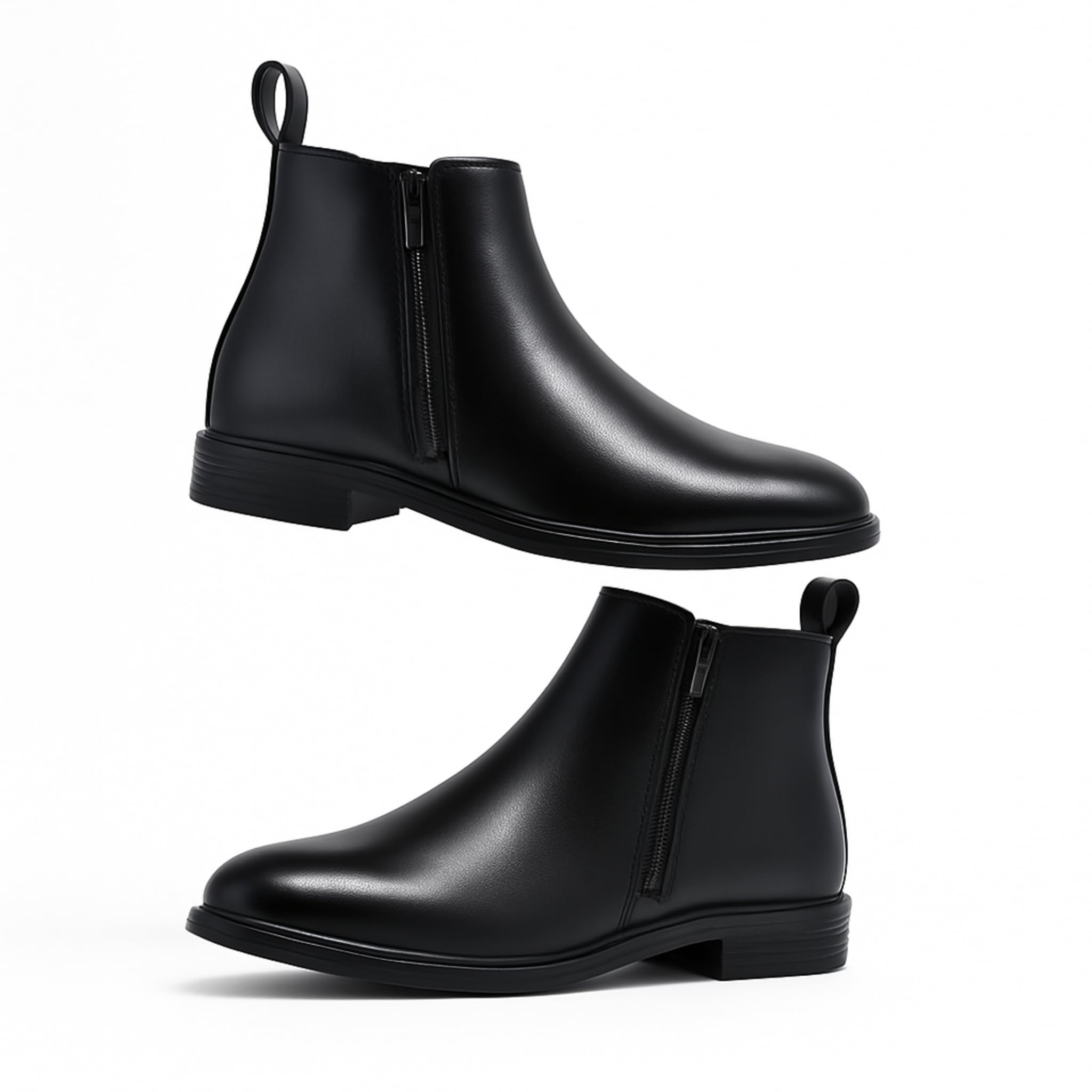 Men's Styles Synthetic Leather Chelsea Boots, Classic Zip-Up Ankle Shoes, Formal & Casual for All-Day Comfort (Black, UK Footwear Size System, Adult, Men, Numeric, Medium, 8) - Image 8