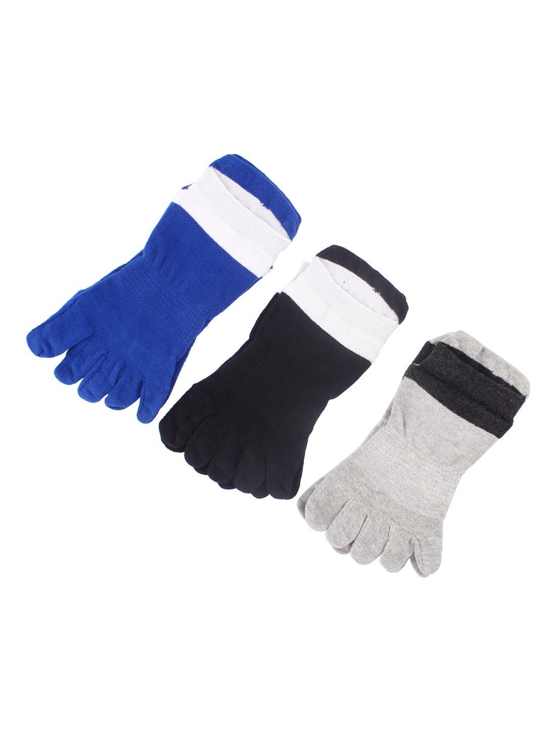 Generic Men's Elastic Cuff Low Cut Ankle High Five Fingers Boat Socks 3 Pairs