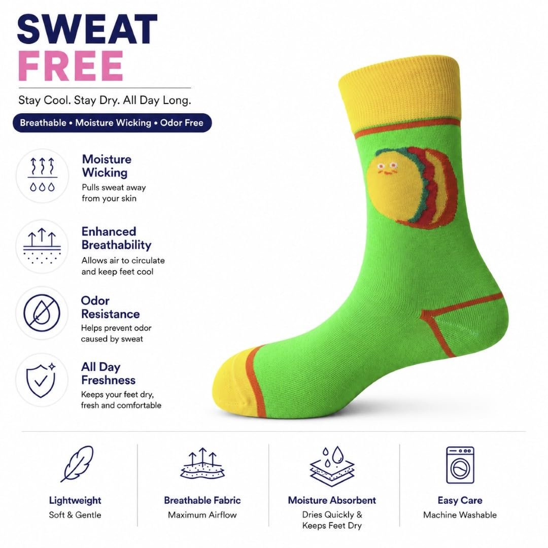 Sole-D Pairs Unisex Crew Socks, Pack of 5, Multicolour, Funky Prints - Image 5