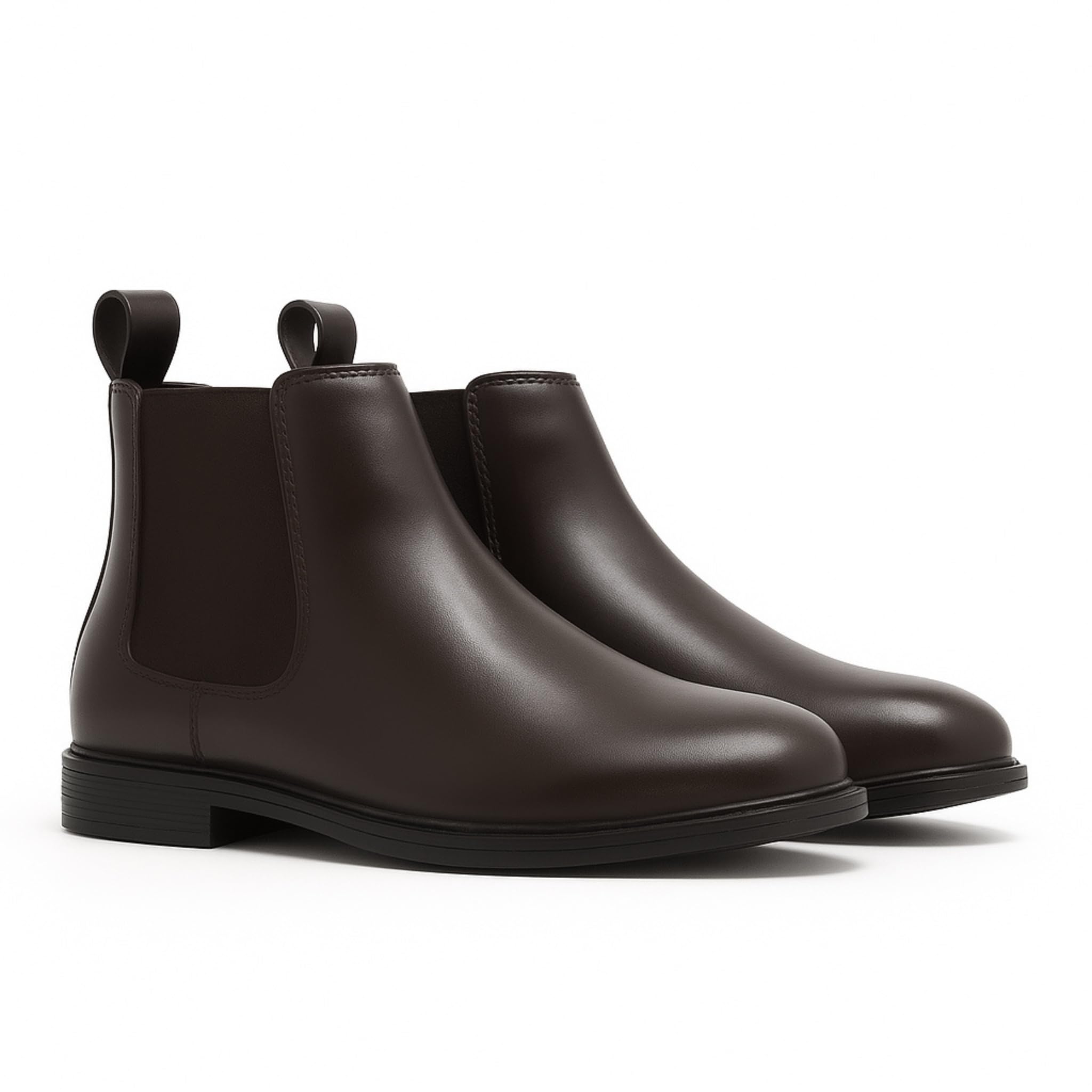 Men's Classic Chelsea Boots, Synthetic Leather, Ankle High, Black, Memory Foam Insole, 2.5 cm Block Heel (Brown, UK Footwear Size System, Adult, Men, Numeric, Medium, 10)