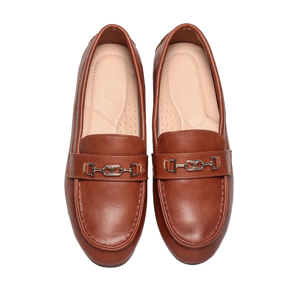 Loafers for Women Comfortable Slip On Flats with Memory Foam Insole for Daily Wearing, Brown Leather, 5.5 - Image 8