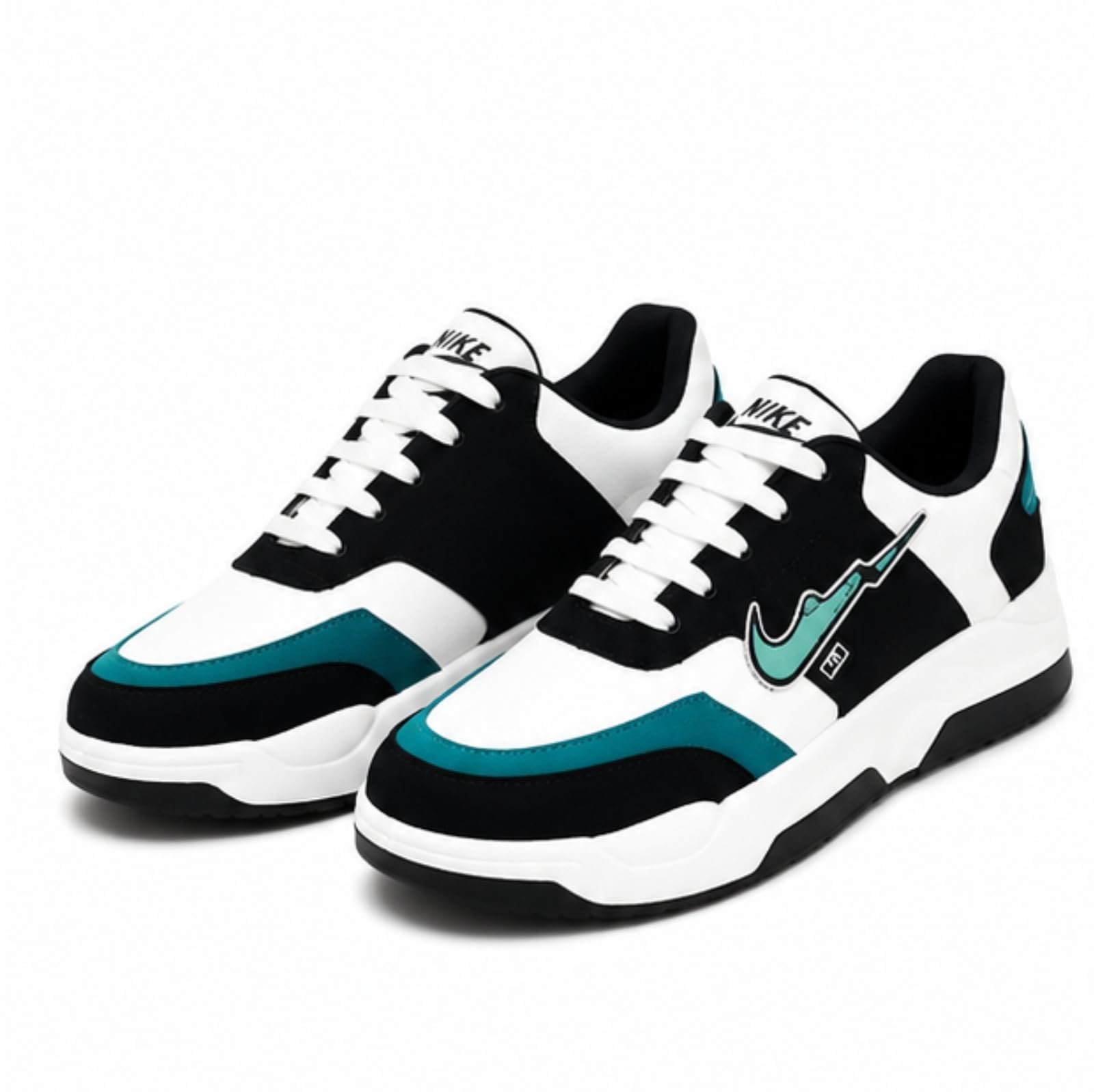 Men's Color Block Casual Sneakers Shoes | Lace-Up Lightweight Walking & Running Shoes | Cushioned Comfort Sports Lifestyle Footwear | White Navy Blue. (UK Footwear Size System, Adult, Men, Numeric, Medium, 8)