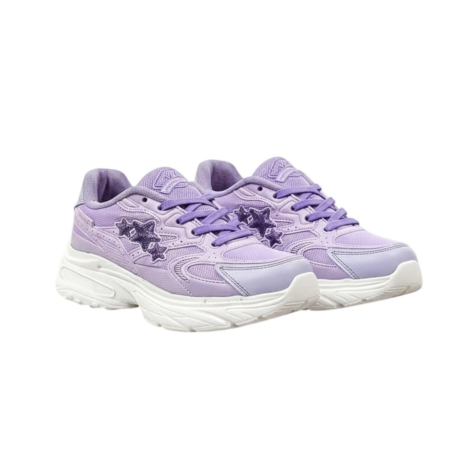 LinkOMoon Women Casual Sports Shoes | Lightweight Breathable Mesh Sneakers with Soft Cushioned Sole & Stylish Glitter Star Design | Comfortable Running, Walking Shoes
