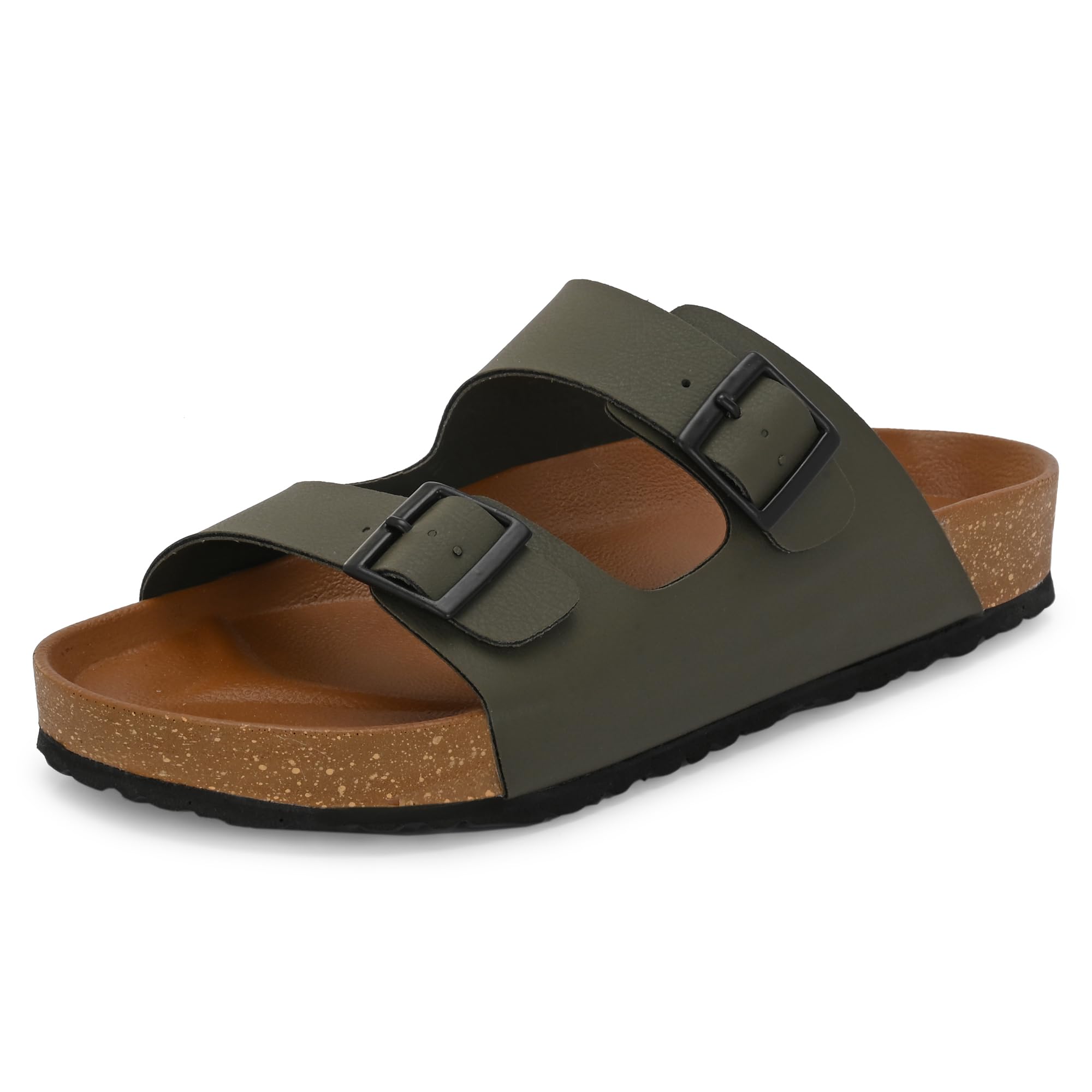 Sandals for Men | Berkin-Style Slip-On Casual Sandal with Open Toe Design |Lightweight On-Grip Sole for Outdoor Wear|Men Open Toe Buckle Strap Sandals| Summer Slip-On Slipper|Perfect For Monsoon Rainy Season OLIVE 13 UK(7313)