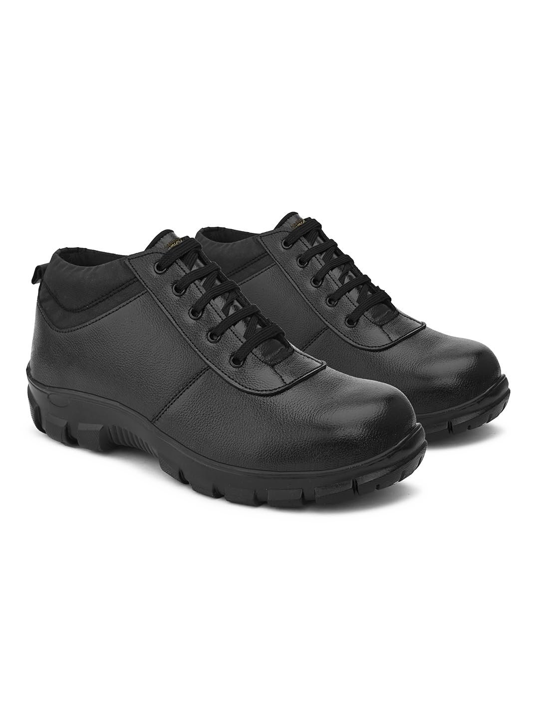 Enrich Field Genuine Leather High Ankle Safety Shoe for Men/Black / 9 UK (24BLK-9.)