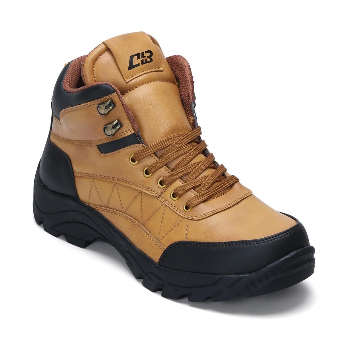 Club Style Men's Boots Semi Casual High Top, Round Toe Hiking Boots with TPR Sole/Lightweight Stylish & Trending with Cushioned Footbed (CAMEL, UK Footwear Size System, Adult, Men, Numeric, Medium, 6)