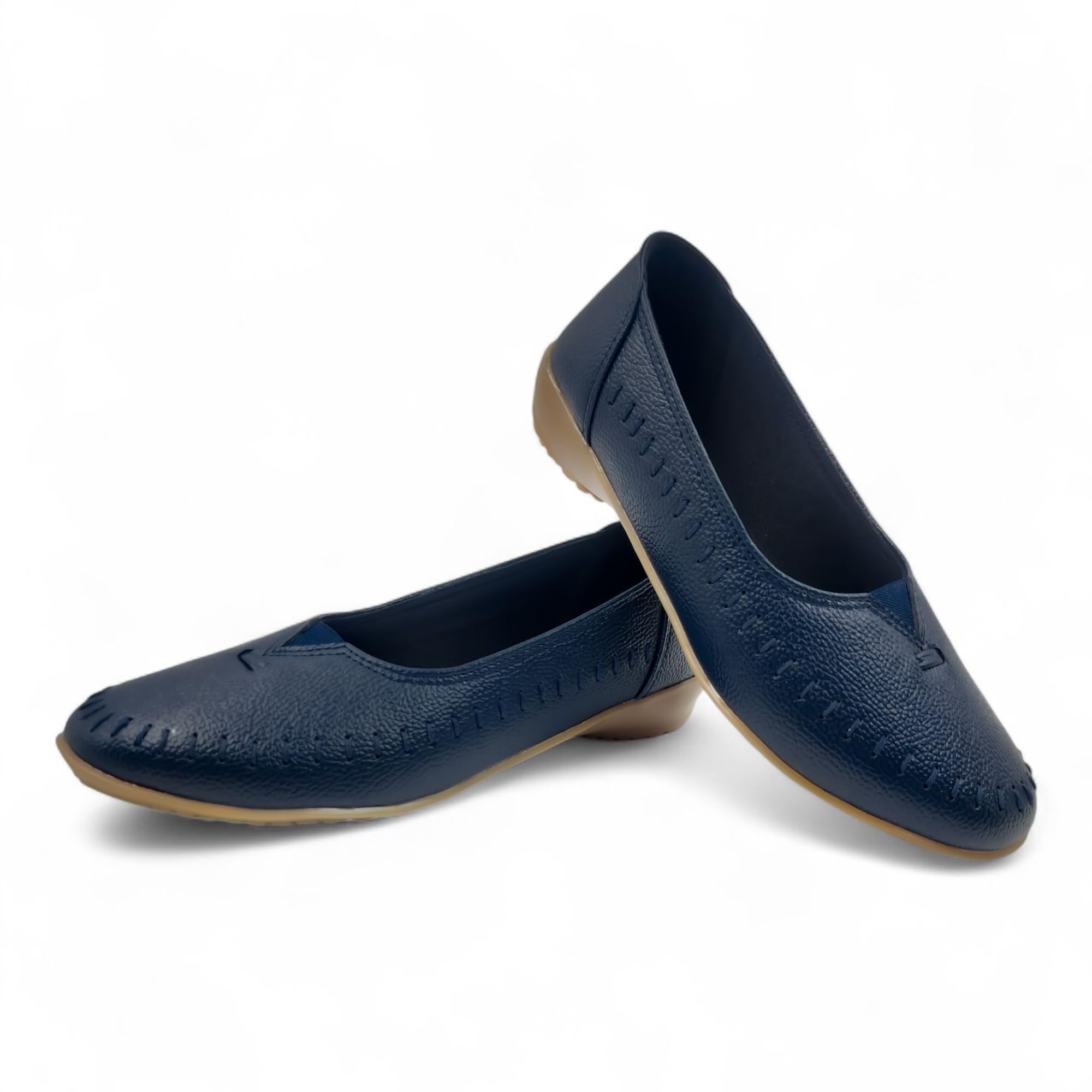 WESTOES Flat Belly Especially for Ladies | Doctor Paded Cushion Insole | Comfortable Flat Sole with Stylish Look | Western Dress Go to Shoes (WB05) (Navy, UK Footwear Size System, Adult, Women, Numeric, Medium, 5)