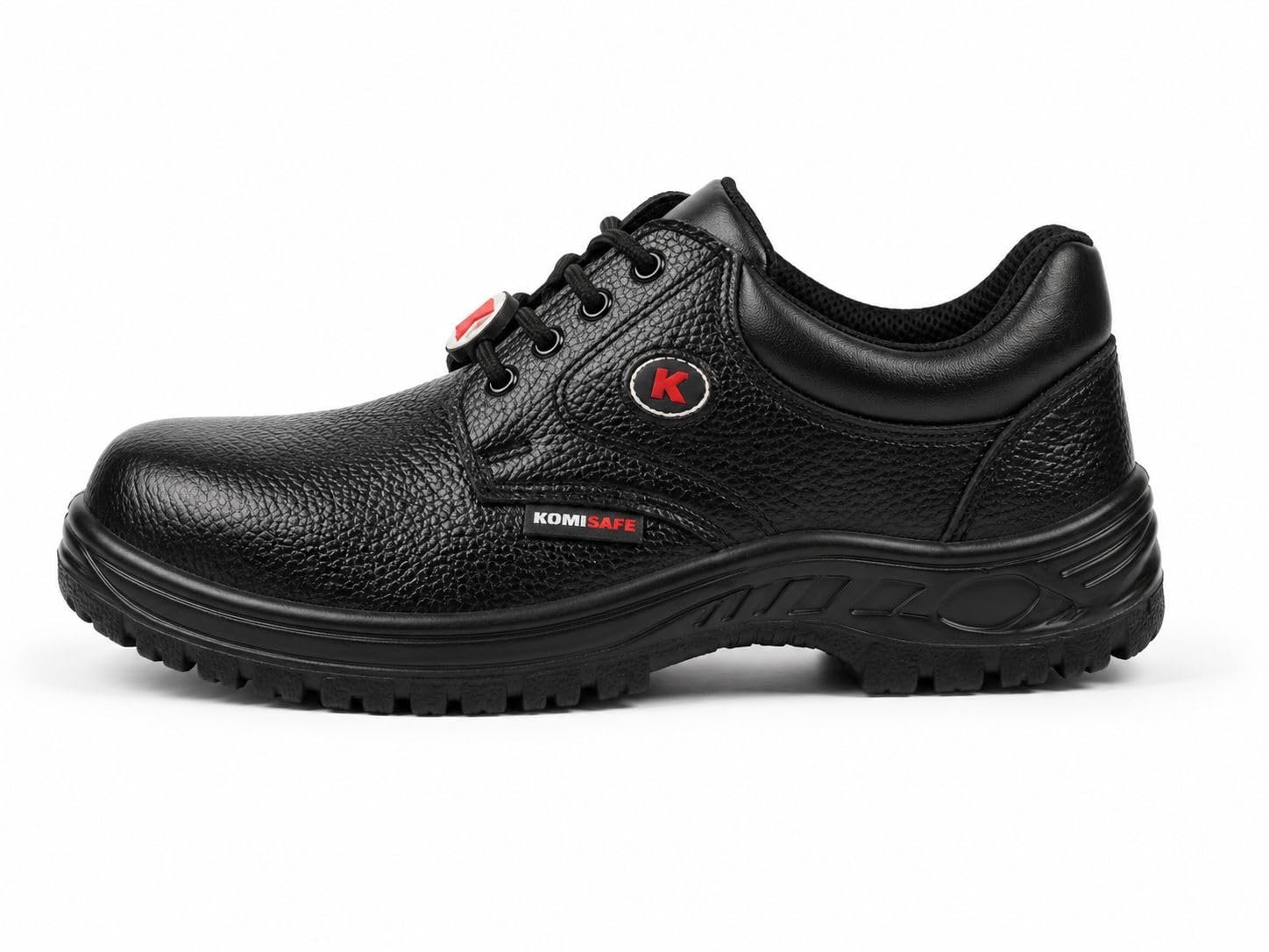 KOMISAFE Steel Toe Safety Shoes for Men | Anti Slip PU Sole | Shock Absorbing Work Shoes | Oil and Acid Resistant | Lace Up Industrial Safety Footwear | Black - Image 6