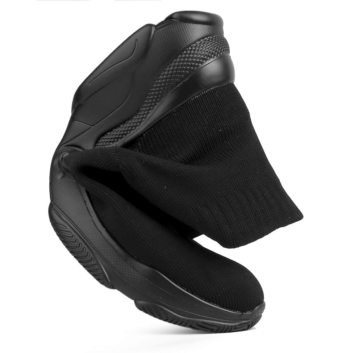 Men's Knitted Material Black Casual Sports Pull-On Light Weight Runningshoes. - Image 4