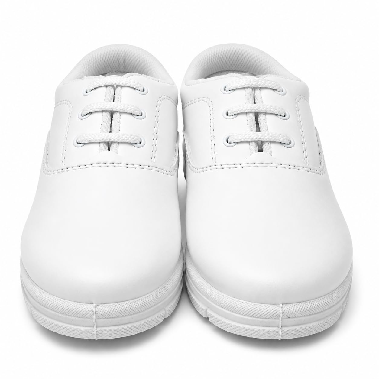 Microlon Boys Uniform School Shoes | Lace-Up Black & White Unisex School Shoes with Memory Foam Cushion (White, UK Footwear Size System, Little Kid, Men, Numeric, Medium, 5)