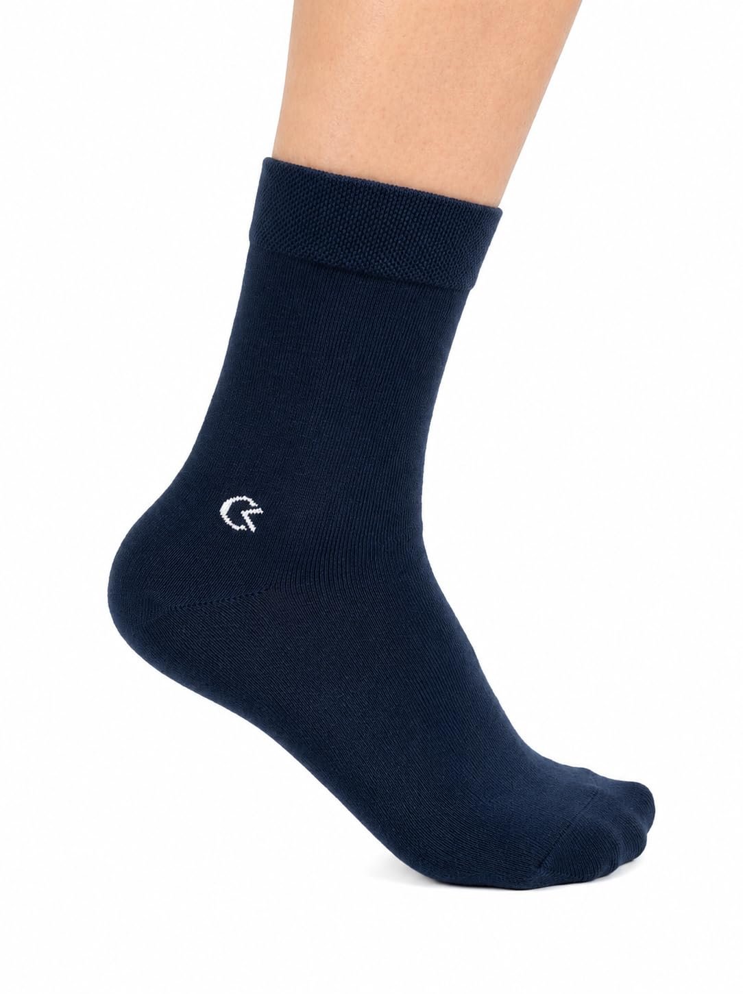 Health Socks for Men & Women, Diabetic Crew Socks, Non Binding Seamless Socks, Breathable Cotton, Moisture Wicking, Cushioned Comfort, Everyday Wear (NAVY BLUE)