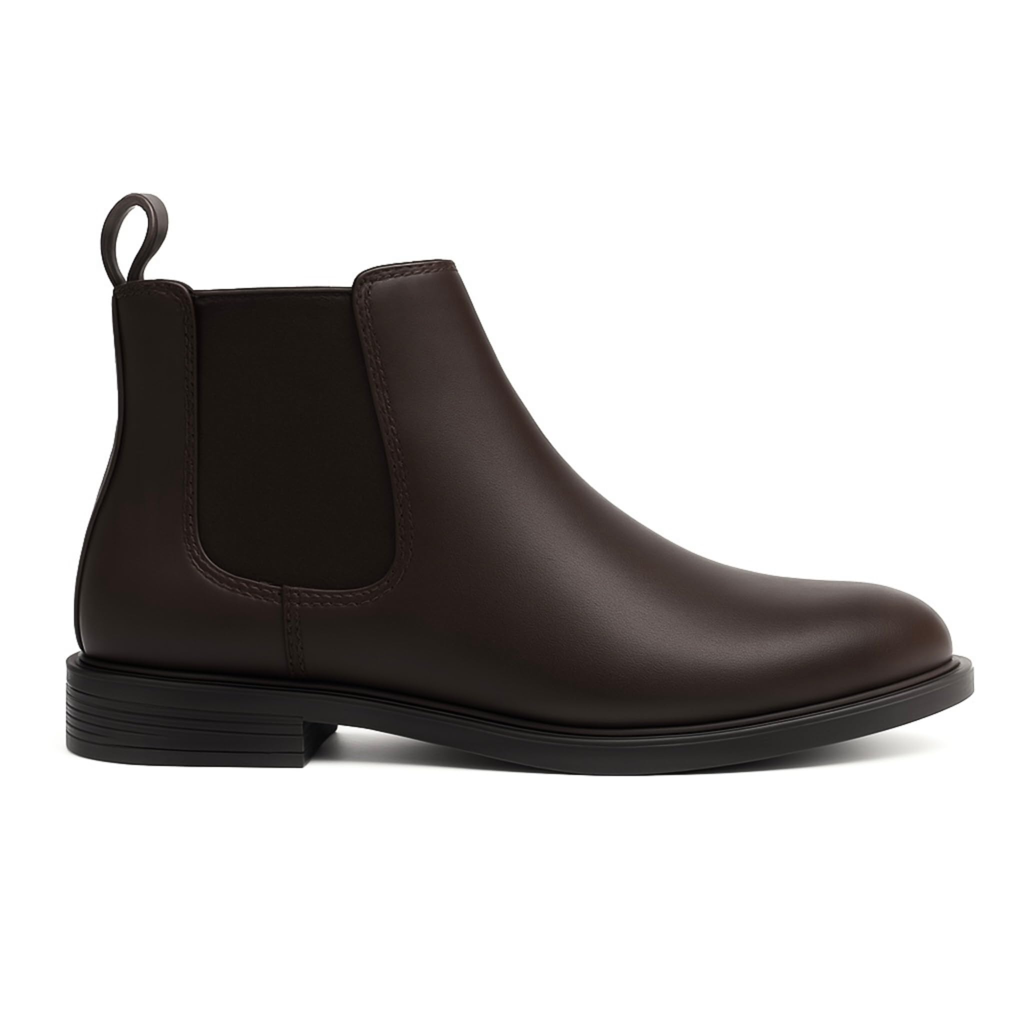 Men's Classic Chelsea Boots, Synthetic Leather, Ankle High, Black, Memory Foam Insole, 2.5 cm Block Heel (Brown, UK Footwear Size System, Adult, Men, Numeric, Medium, 10) - Image 2