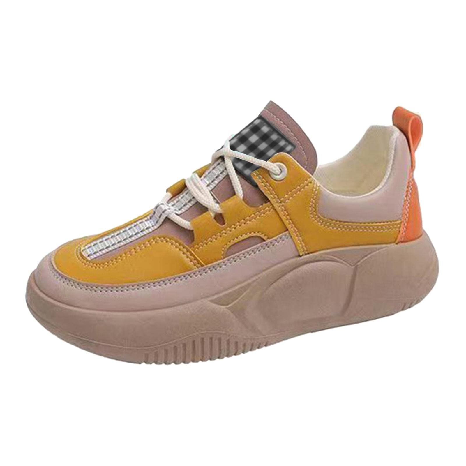 ZOOMELLA Womens Casual Shoes Slip On Sports Shoes Comfortable Outdoor Walking Shoes 38 Yellow