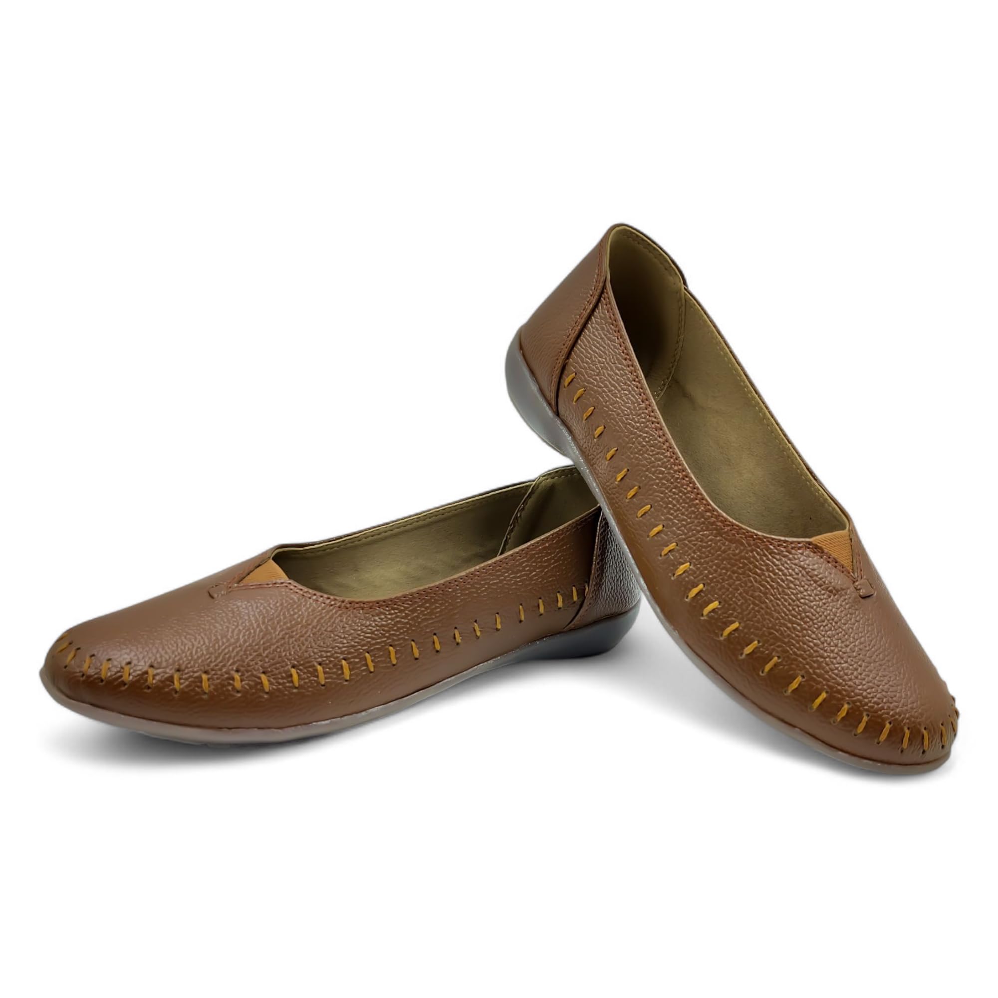 WESTOES Beige Belly Especially for Ladies | Comfortable Platform Heel with Stylish Look | Western Dress Go to Shoes (WB05) (Brown, UK Footwear Size System, Adult, Women, Numeric, Medium, 8)