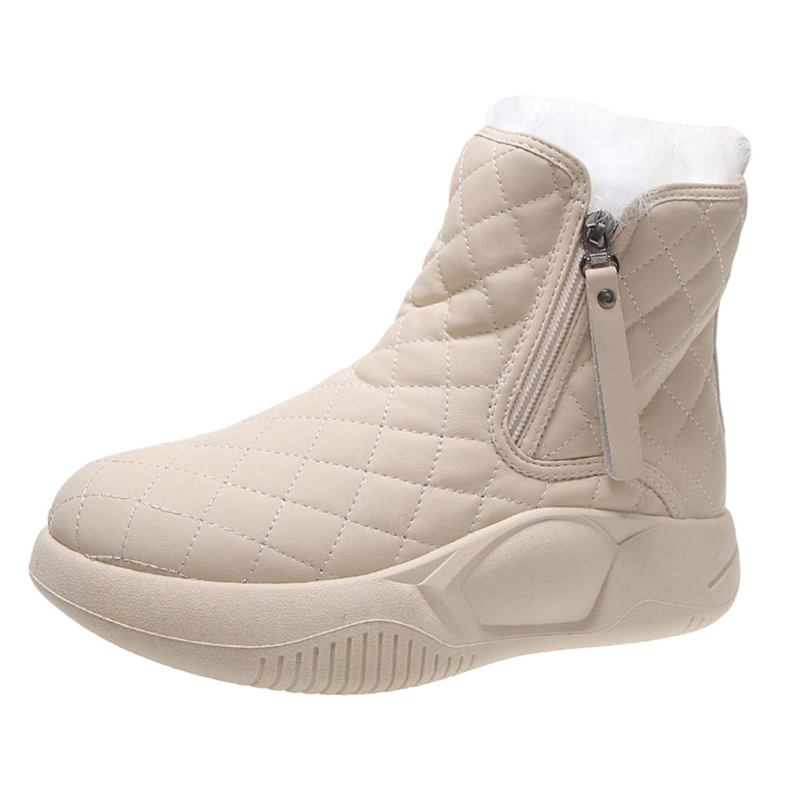 ZOOMELLA Winter Snow Boots Warm Lined Short Boots Fashion for Trekking Hiker Winter 35 Beige