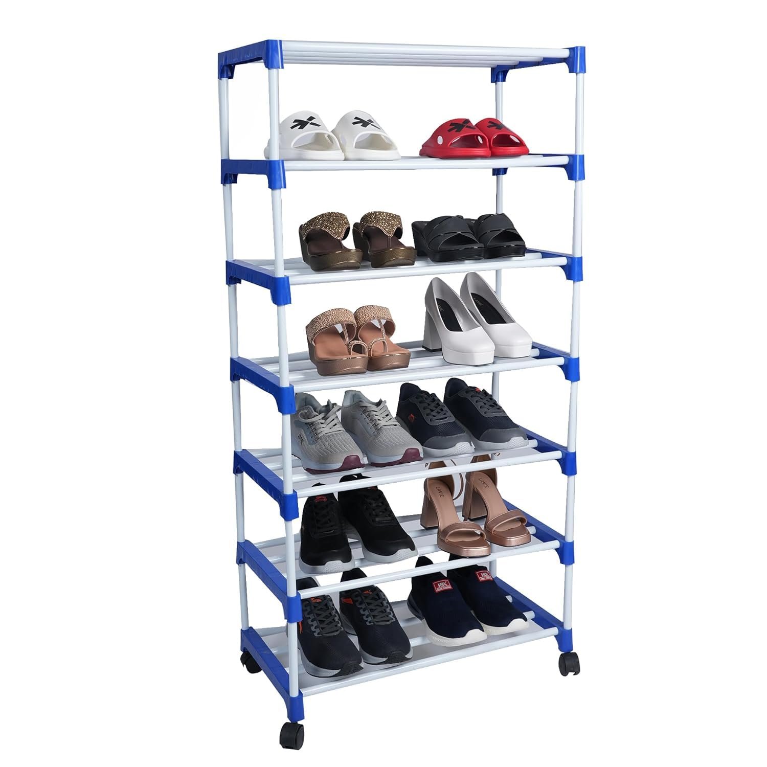 Multipurpose 6-Layer Shoe Rack Organizer with Wheels & Dustproof Zip Cover | Portable Smart Storage Rack for Shoes, Bags & Accessories | Easy to Move, Metal & Plastic Construction, Multicolour - Image 8