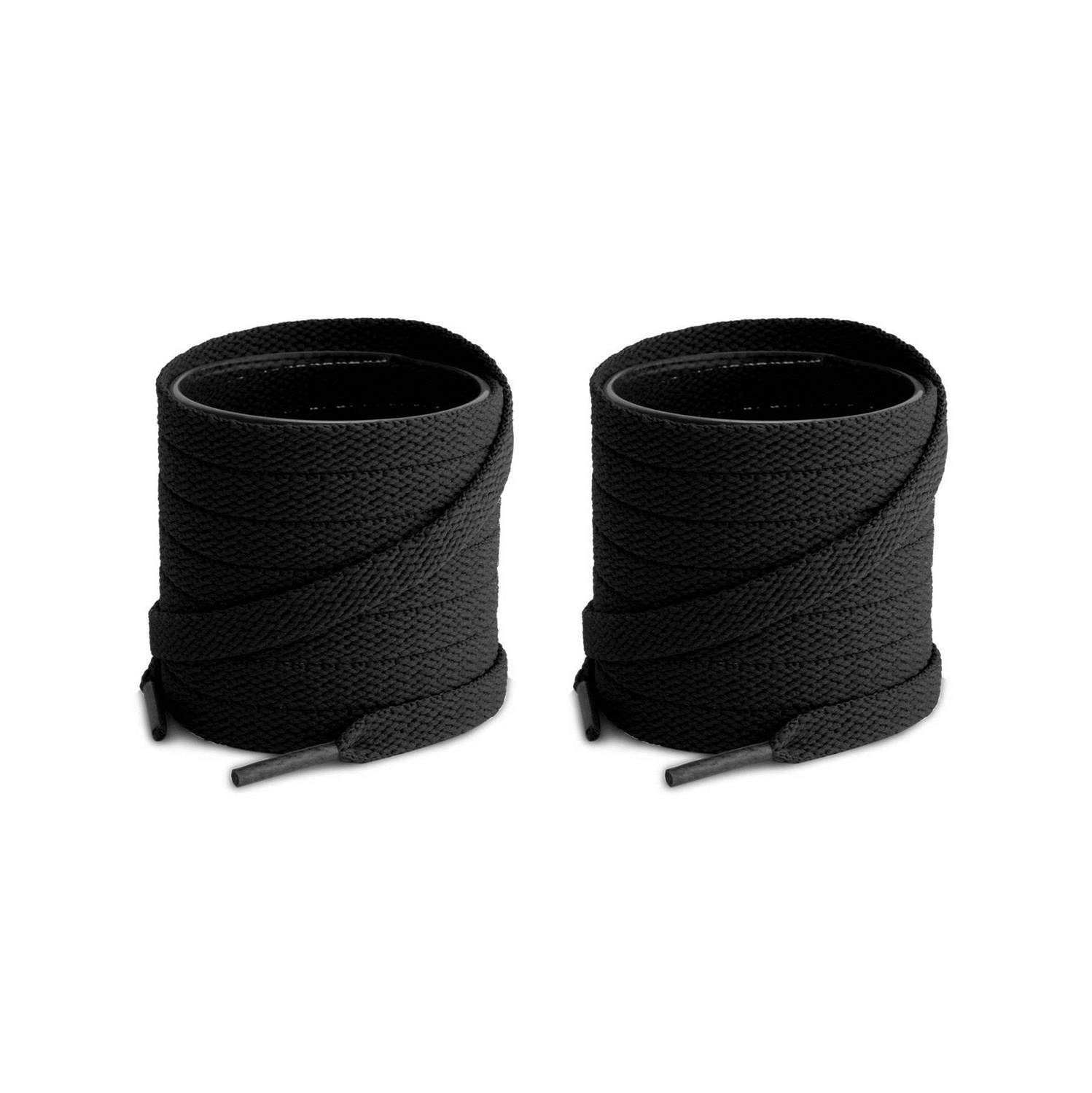 2 Pair Polyester Flat Shoe Laces for Athletic, Running - 5/16 Wide Shoelaces for Sneakers Shoes Boot Strings (120CM (47.25-Inch), Black)