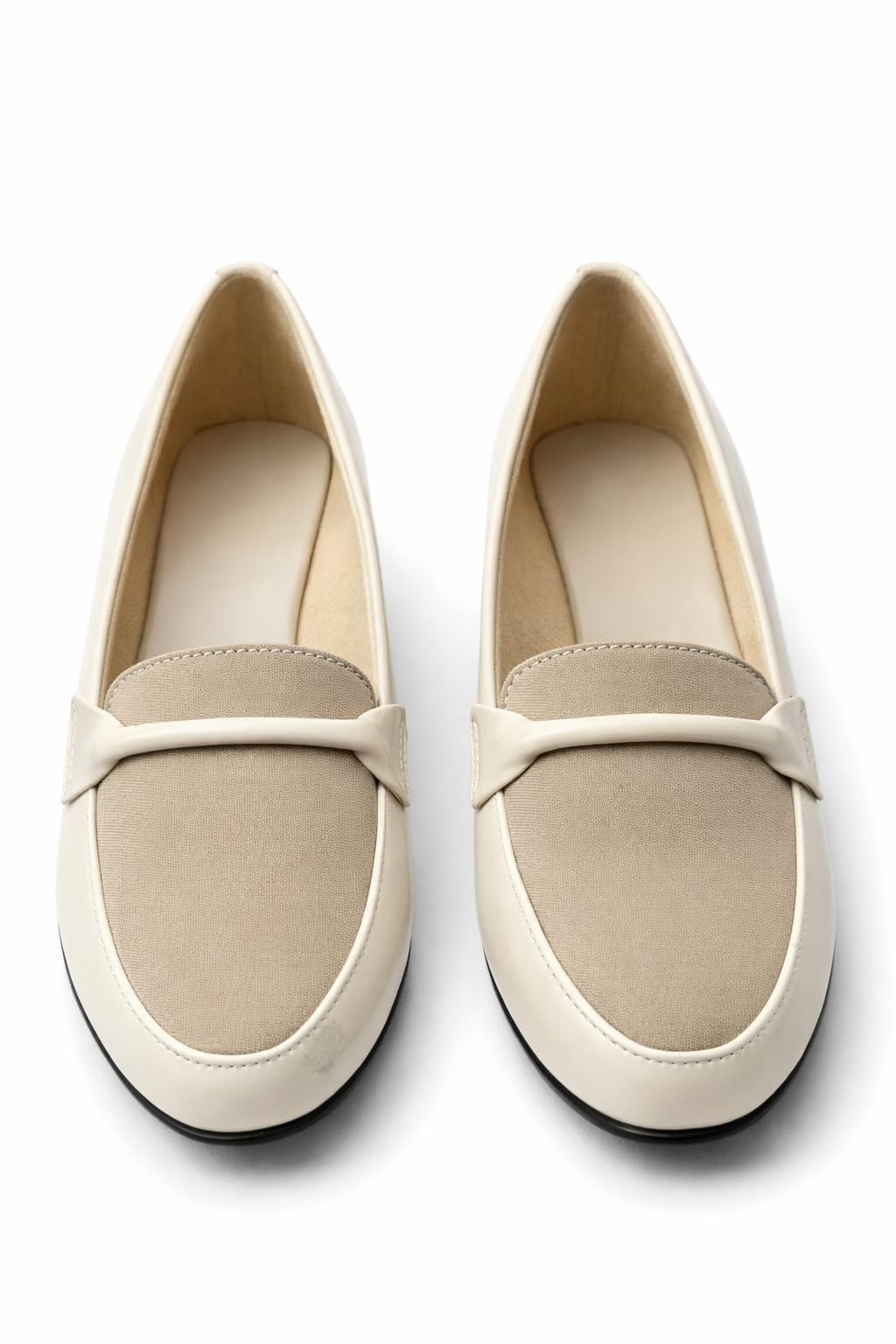 Hey LaVida Women's Wedge Heel Loafer, Beige, Glossy Finish, Cushioned Insole, Slip-On for Office & Casual Wear - Image 3
