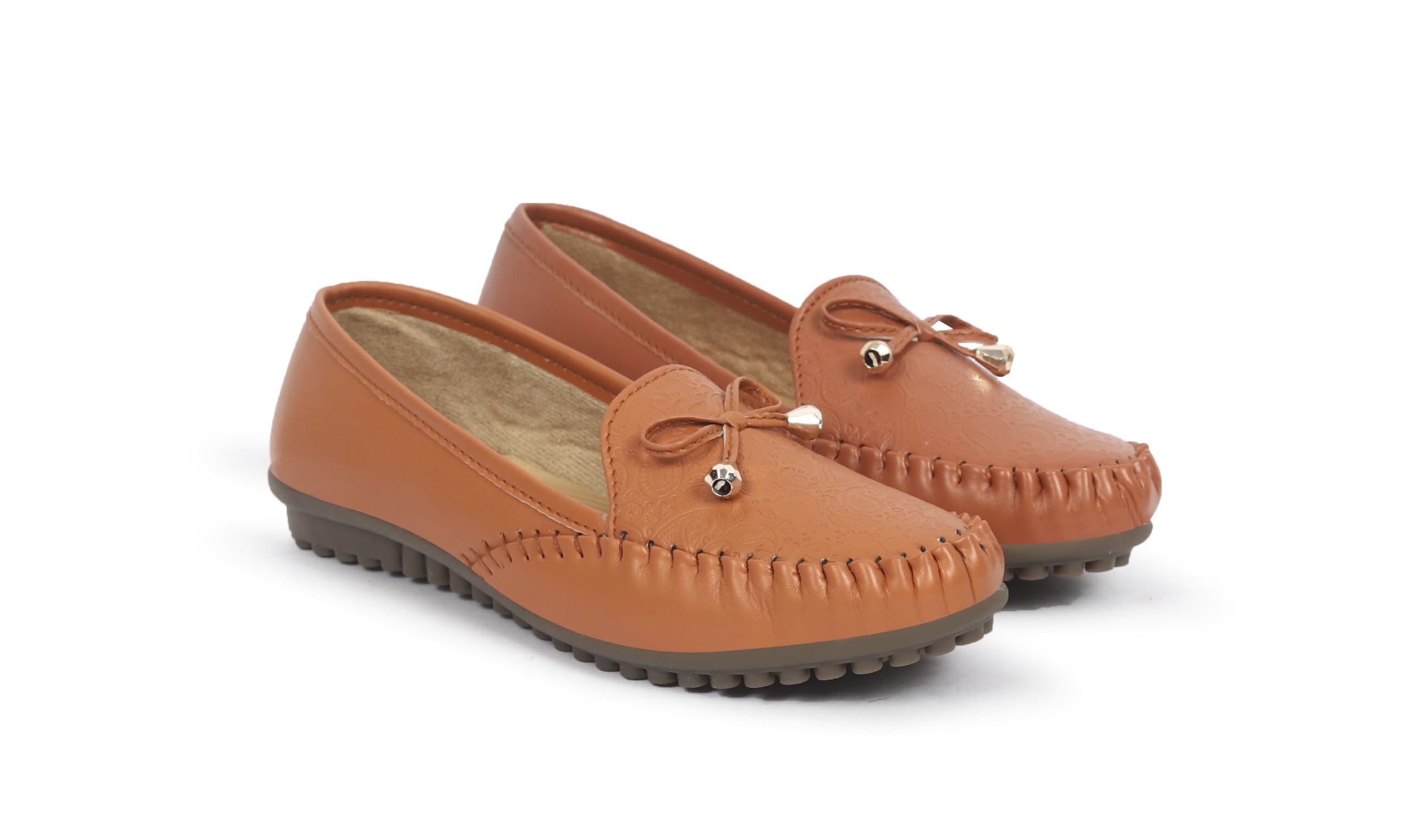Velacare Women's Loafer Style Bellies, Tan, Bow Detail (UK Footwear Size System, Adult, Women, Numeric, Medium, 3) - Image 2