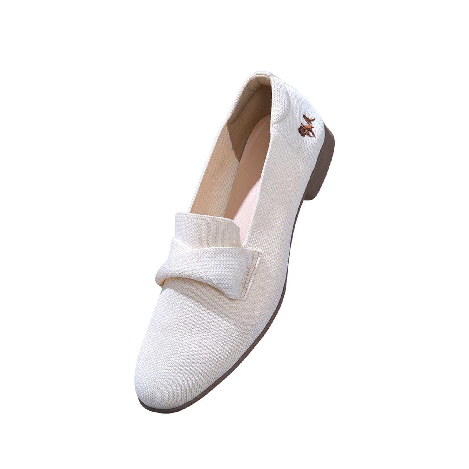 Knit Grace Loafers for Women | Breathable Knit Upper, Cushioned Sole | Lightweight, Flexible Shoes for Everyday Comfort | Ivory/Brown UK4