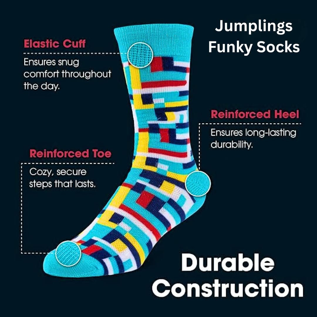 Jumplings 10 Pairs Funny Random Pattern Socks Colorful Cotton Crazy Bulk