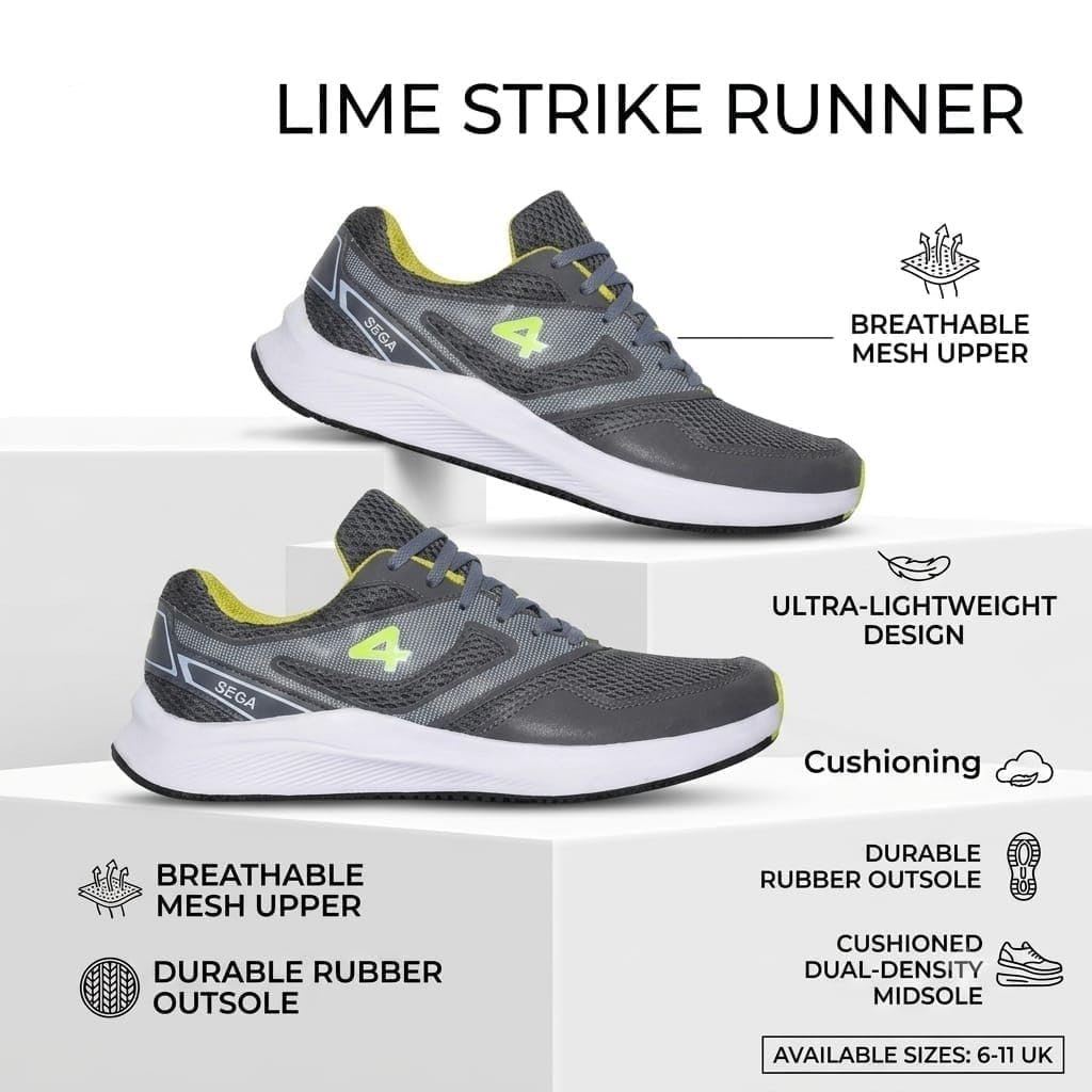 SPOTLIFESZ Men’s Running Shoes | Sports Shoes for Men | Lightweight Breathable Mesh Walking & Jogging Shoes | Cushioned Sole Athletic Footwear Grey, Green