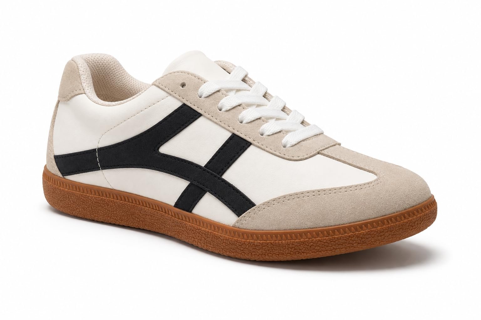 Louis Grey Women's Retro Synthetic Leather Sneakers | Classic Casual Lace-Up Walking Shoes with Anti-Slip TPR Gum Sole & Suede Accents (Black, UK Footwear Size System, Adult, Women, Numeric, Medium, 6)