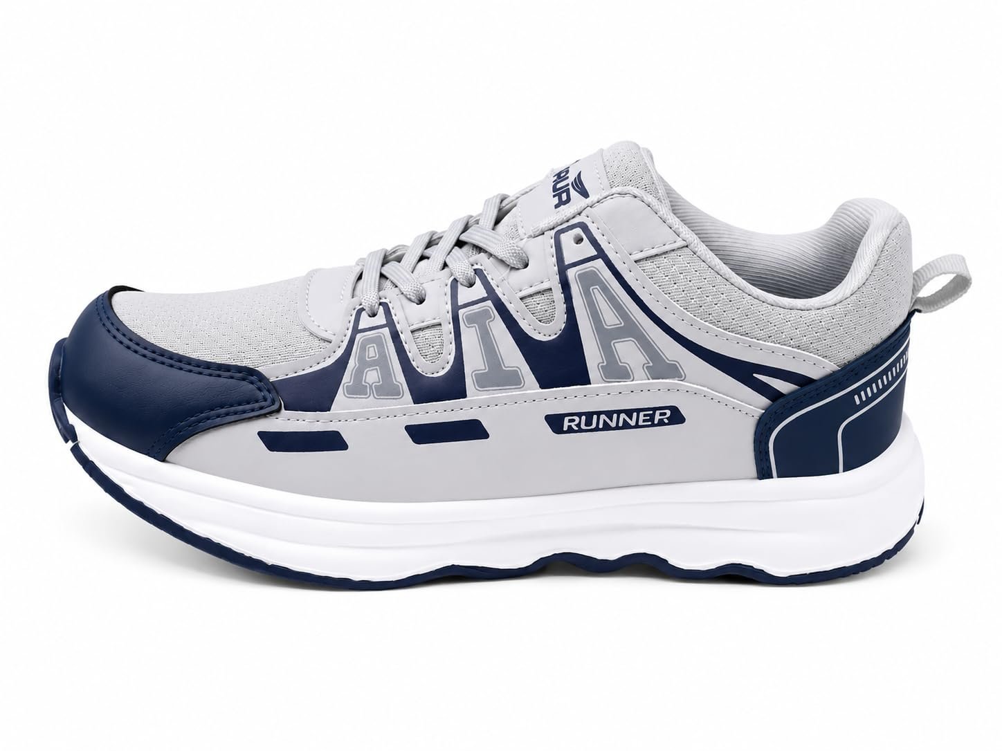 Men Sports Shoes Grey and Navy Blue (Grey and Navy Blue, UK Footwear Size System, Adult, Men, Numeric, Medium, 10)