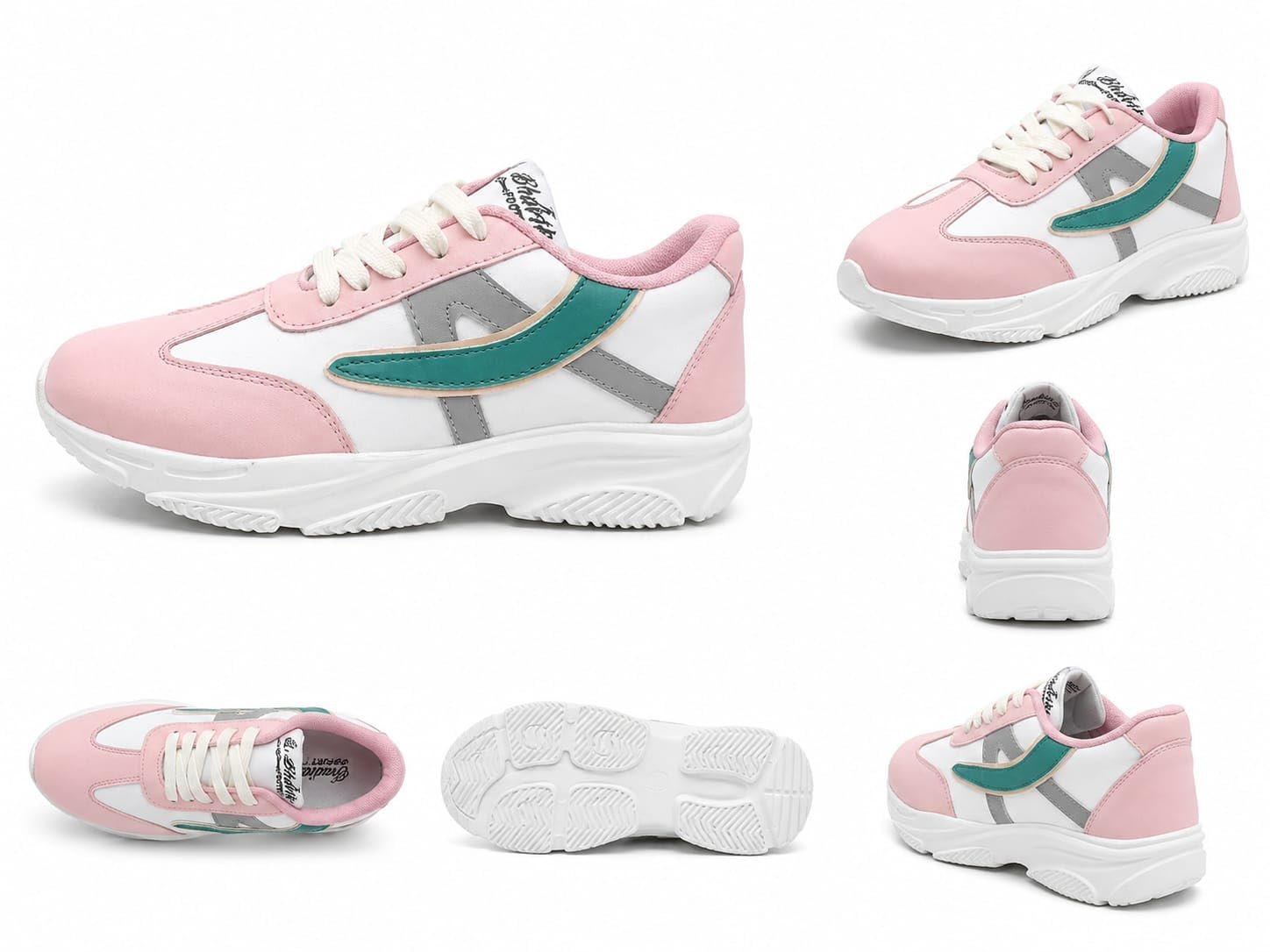 Women Sports Running Shoes | Lightweight Casual Sneakers with Lace-Up Closure, Cushioned Sole & Stylish Pink White Design