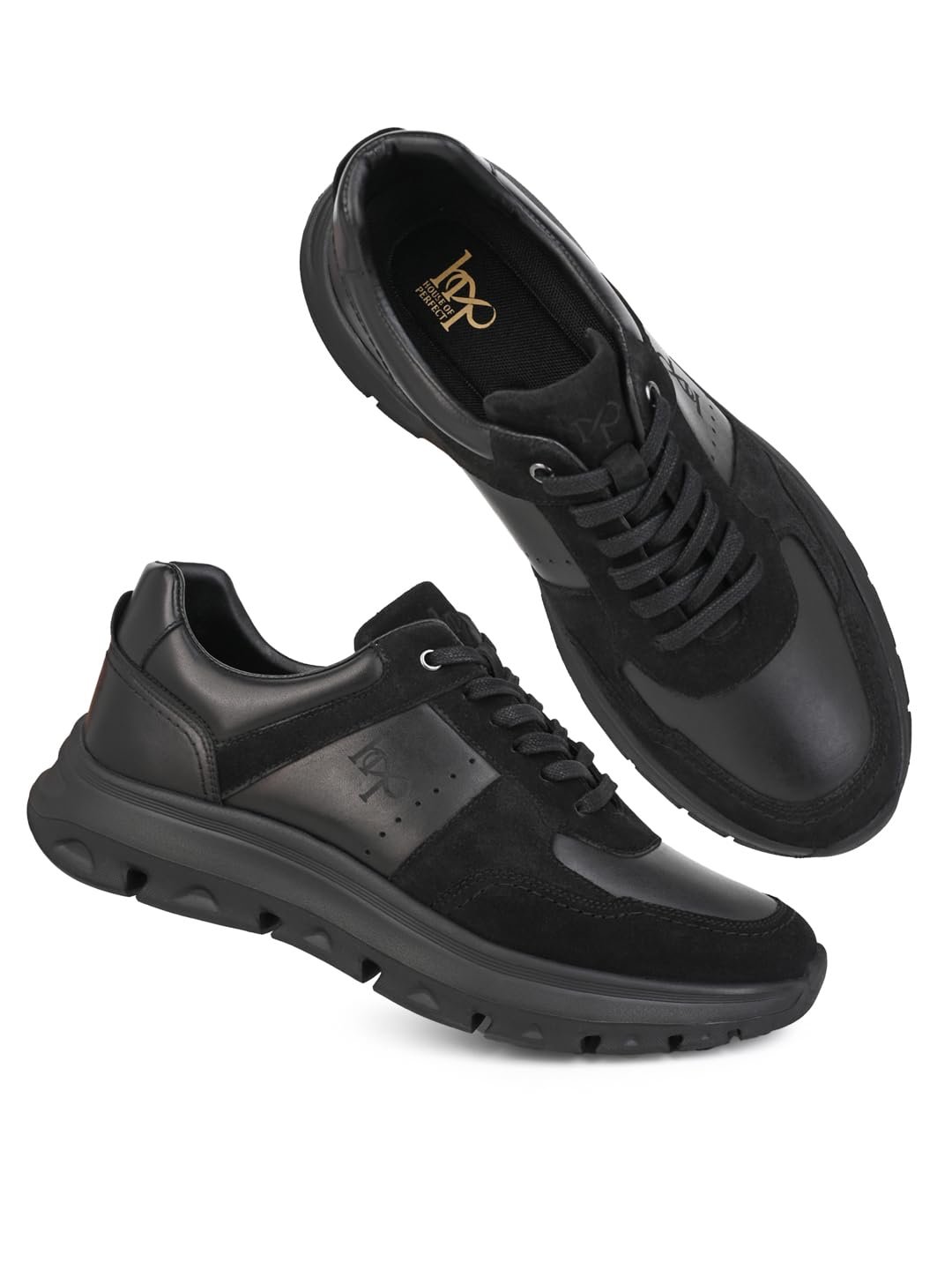 Perfect Empire Men Lace-Up Sneakers | Athletic Running Shoes with Textured Rubber Sole | Lightweight Sports Footwear Black - 10