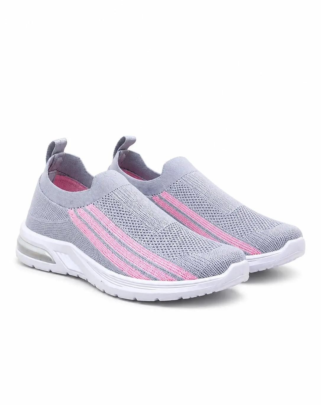 Women Slip On Sports Shoes | Lightweight Breathable Walking & Running Sneakers Grey