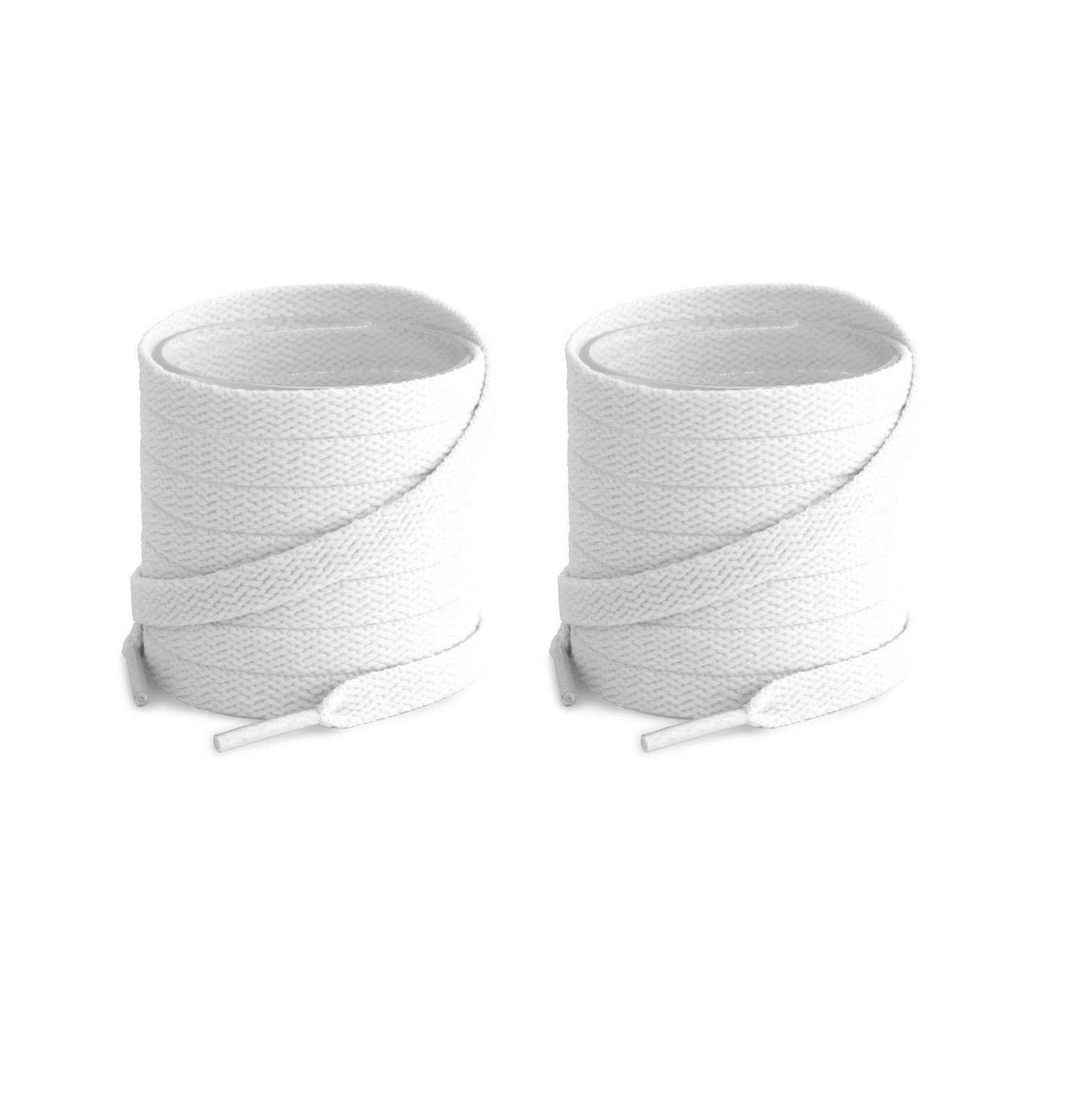 2 Pair Polyester Flat Shoe Laces for Athletic, Running - 5/16 Wide Shoelaces for Sneakers Shoes Boot Strings (120CM (47.25-Inch), White)