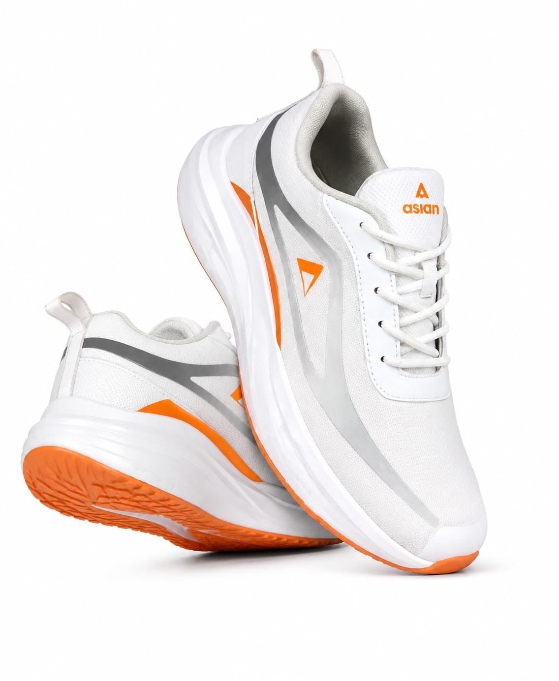 Men's Lightweight Running Shoes | Breathable Sports Sneakers for Walking, Gym, Jogging & Casual Wear | Comfortable Lace-Up Athletic Shoes (White & Grey) (UK Footwear Size System, Adult, Men, Numeric, Medium, 9)