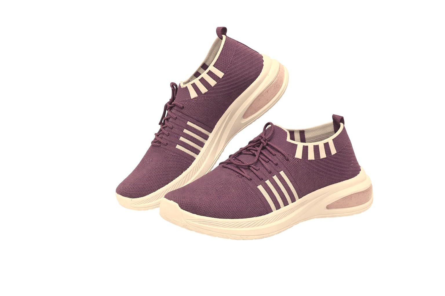 Women’s Stylish Slip-On Walking Shoes | Lightweight Breathable Knit Sneakers, Gym, Travel, Running & Casual Comfort Shoes for Girls and Ladies Voilet