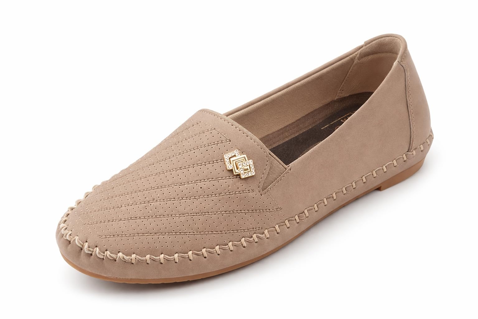 Women Casual Loafers | Comfortable Slip-On Shoes (UK Footwear Size System, Adult, Women, Numeric, Medium, 7) Beige