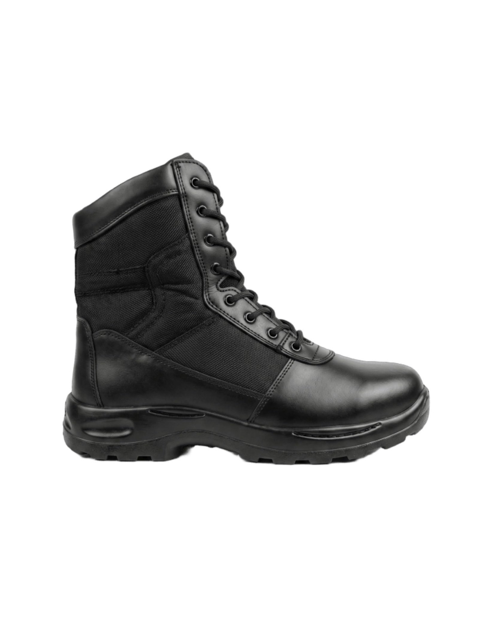 High Ankle Military Boots for Men | Synthetic Leather Tactical Shoes with PU Sole | Lace-Up Security Boots for Duty, Outdoor Activities, Trekking, Riding, Work | UK Size 8, Black