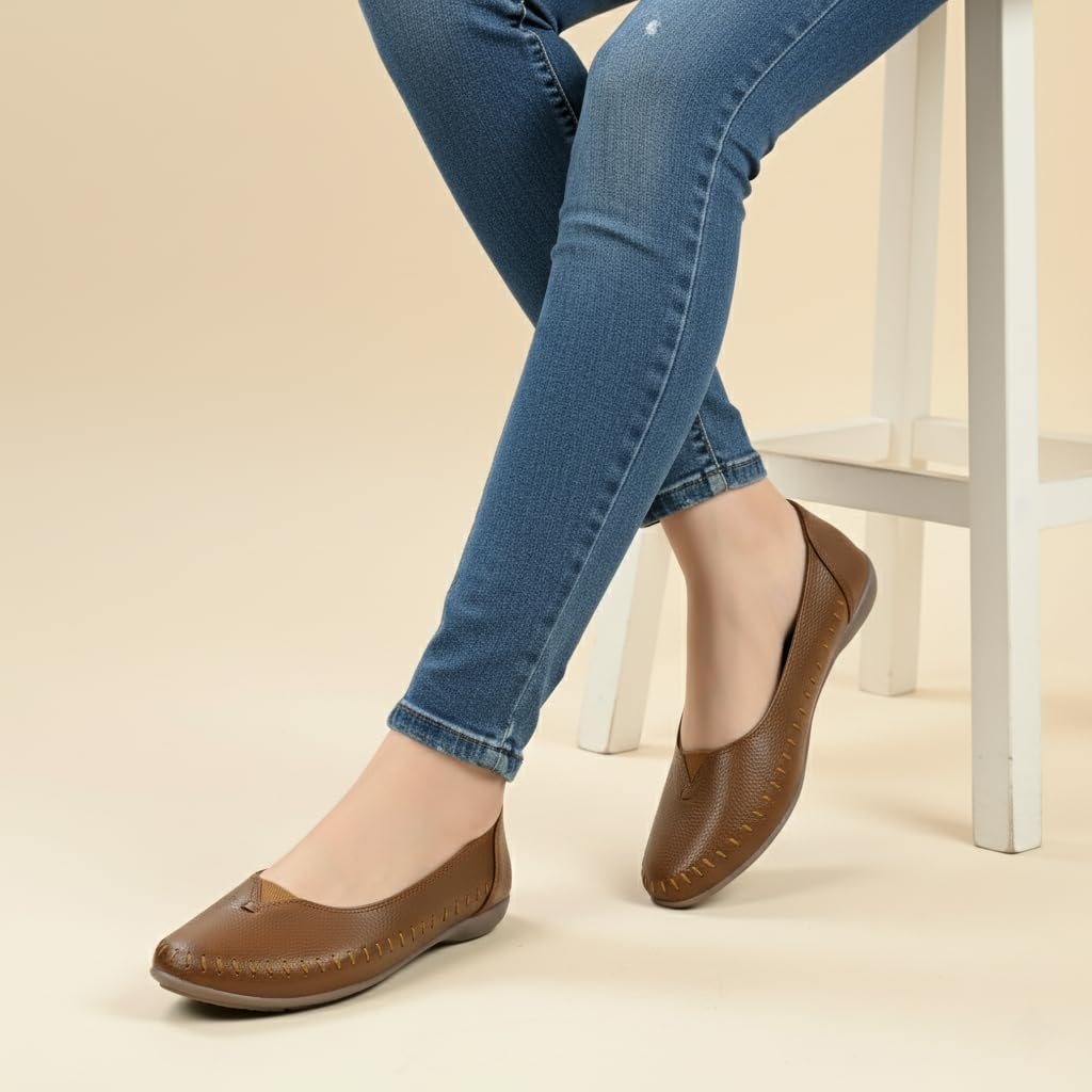 WESTOES Beige Belly Especially for Ladies | Comfortable Platform Heel with Stylish Look | Western Dress Go to Shoes (WB05) (Brown, UK Footwear Size System, Adult, Women, Numeric, Medium, 8) - Image 6