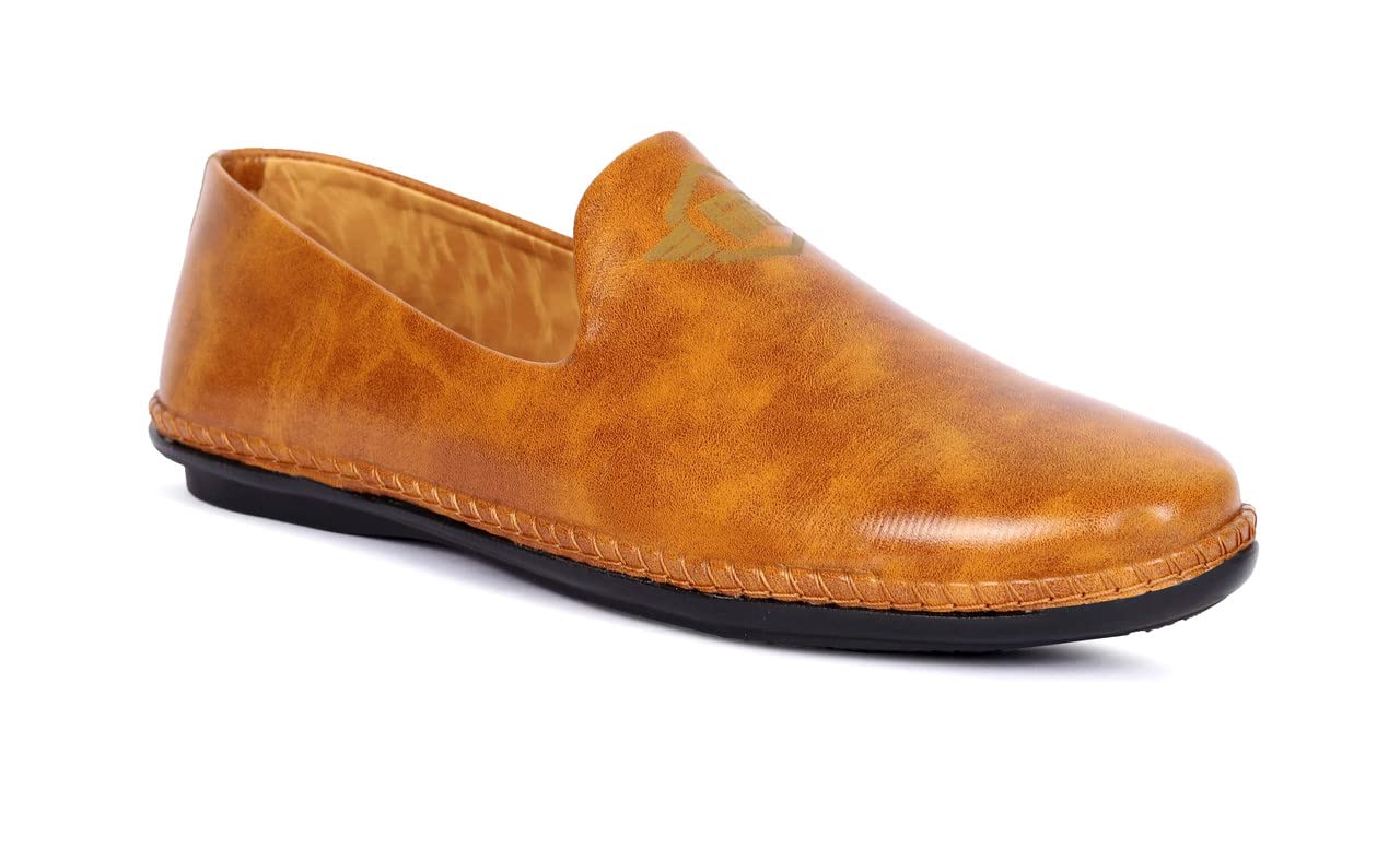 Gwal Synthetic Leather Loafer Shoes, Casual Shoes, Shoes, dailywear Shoes and Outdoor Shoes for Men's Size-7-TAN