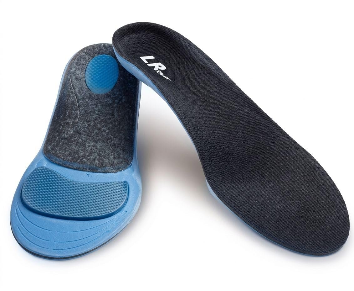 Orthotic Shoe Insoles for Men & Women | Medial Arch Support, Deep Heel Cushion & Metatarsal Pad | Shock Absorbing Foot Pain Relief Inserts | Blue & Black