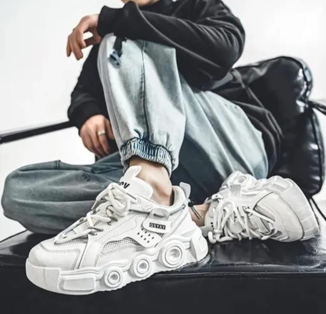 IGRIM Men Lightweight Lace-Up Sneakers White - Image 3