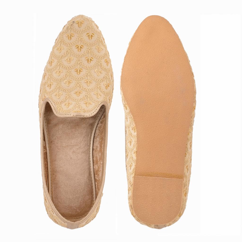 Men's ‎Cotton Loafers Casual Moccasins Comfortable Shoes for Men Mojari and Juttis Golden Color