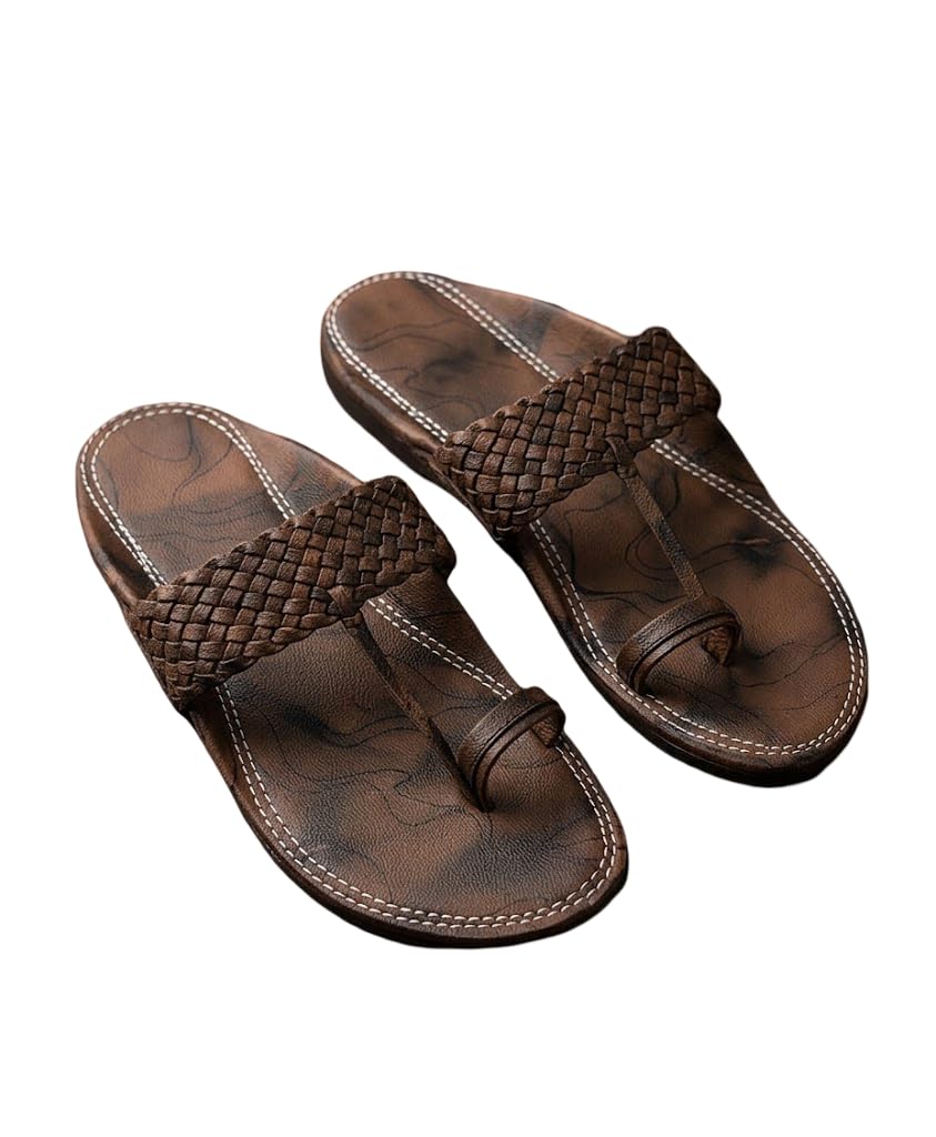Kolhapuri Chappals for Men, Brown, UK Size 6 - Image 2