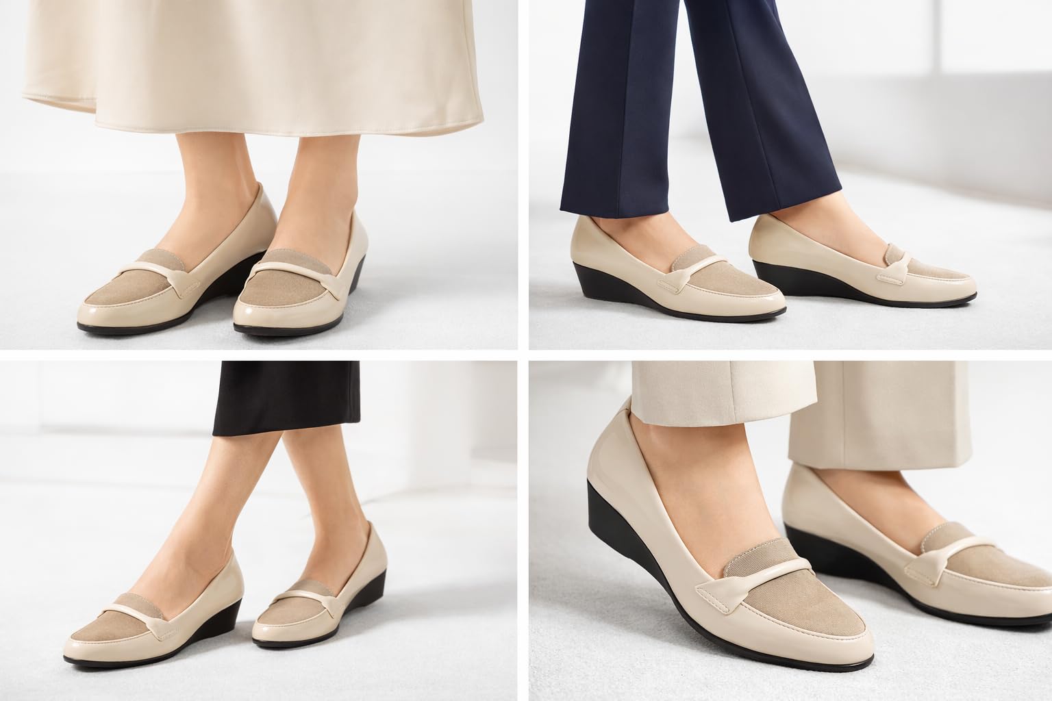 Hey LaVida Women's Wedge Heel Loafer, Beige, Glossy Finish, Cushioned Insole, Slip-On for Office & Casual Wear - Image 2