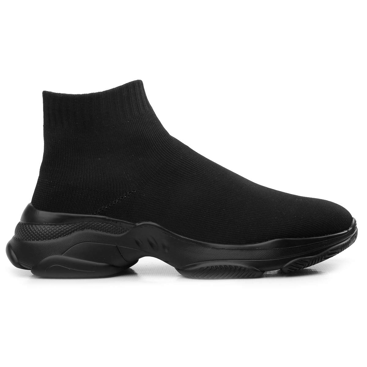 Men's Knitted Material Black Casual Sports Pull-On Light Weight Runningshoes.