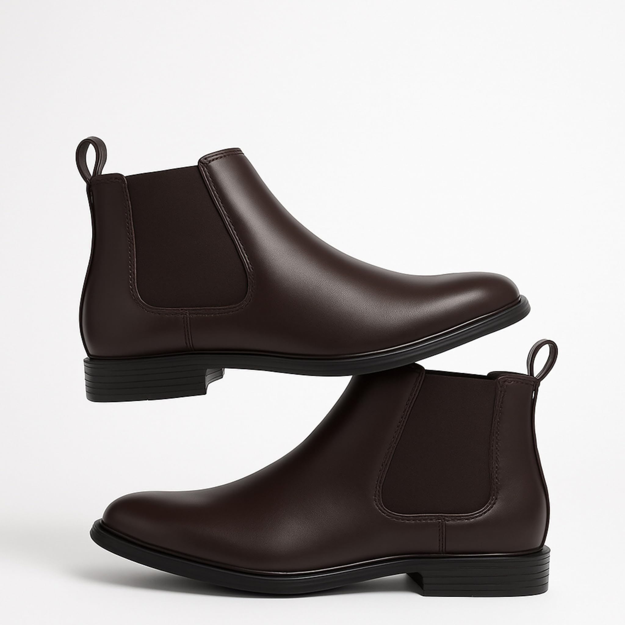 Men's Classic Chelsea Boots, Synthetic Leather, Ankle High, Black, Memory Foam Insole, 2.5 cm Block Heel (Brown, UK Footwear Size System, Adult, Men, Numeric, Medium, 10) - Image 8
