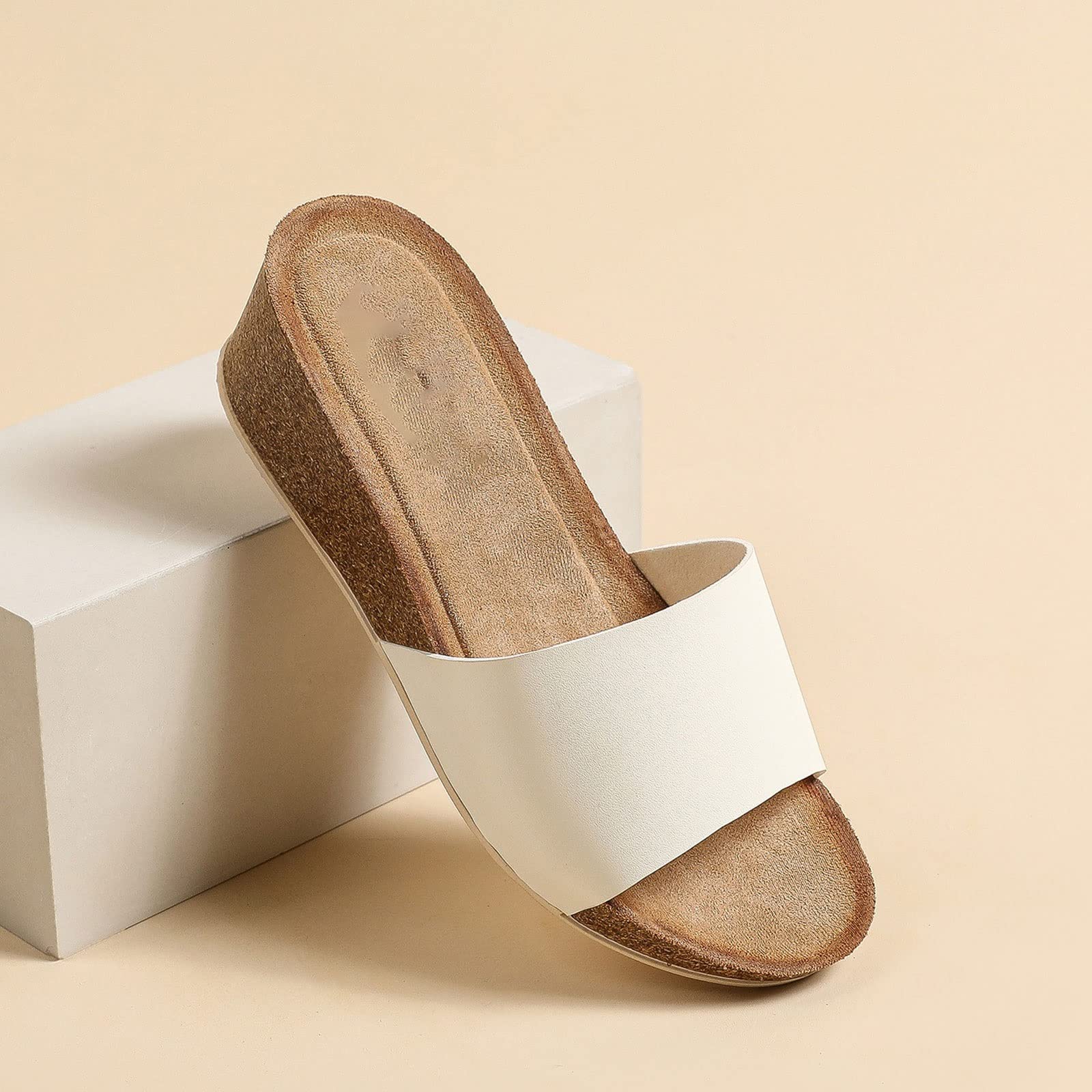 Slippers for Women Women Sandals Ladies Wedge Summer Slippers Leather Casual Open Toe Female Slides Soft Fashion Sandals (Color : White, Size : 37) - Image 5